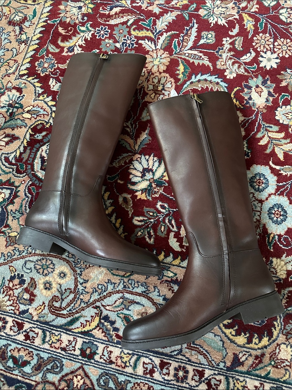 BNWOT COACH RILEE Brown Leather Knee-High Riding Boots - Picture 2 of 6